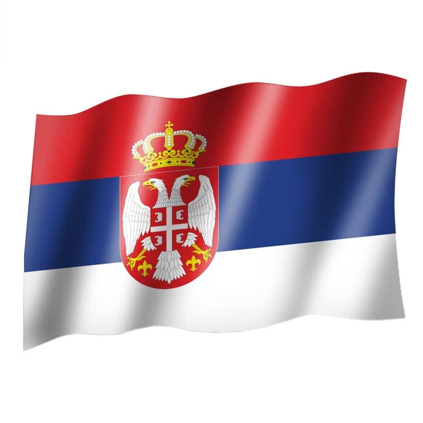 Fahne Flagge Serbien mit Wappen 90 x 150 cm mit 2 Ösen 